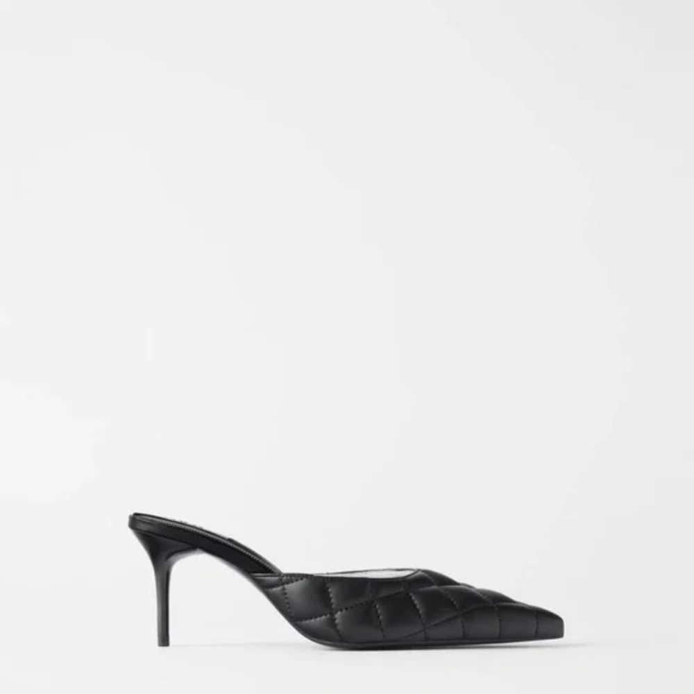 Zara Quilted Pointed Toe Mules/ Heels